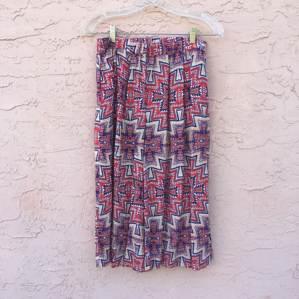 Anthropologie Fig & Flower Pants Wide Leg Cropped Rayon Womens Size Medium